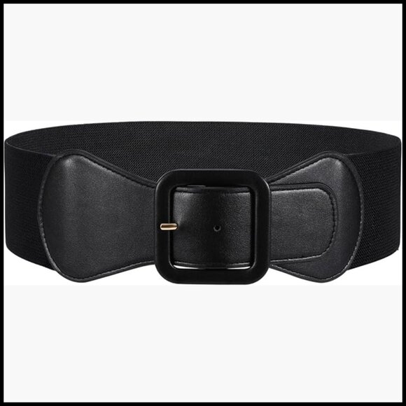 PU Leather Elastic Wide Belt with Square Buckle for Dresses main image 5